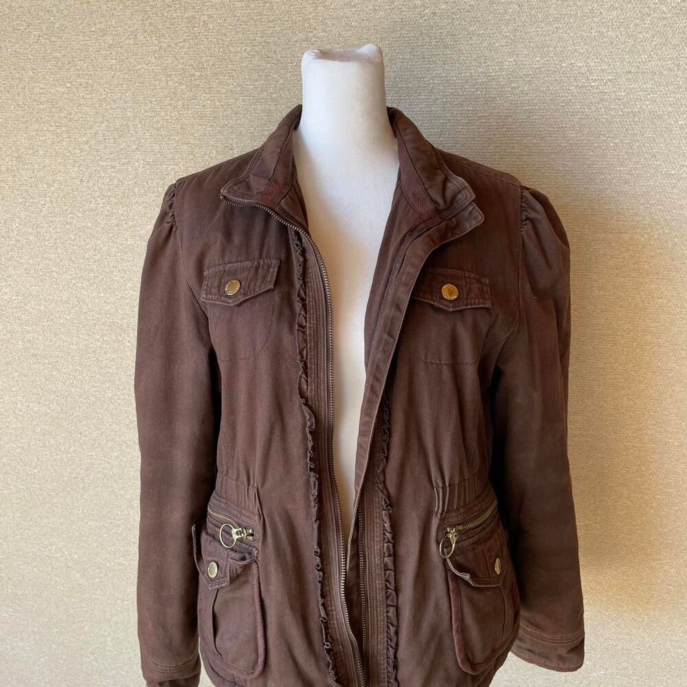 Limited Too Vintage Y2K Chocolate Brown Canvas Jacket Sherpa Girlhood 90's READ